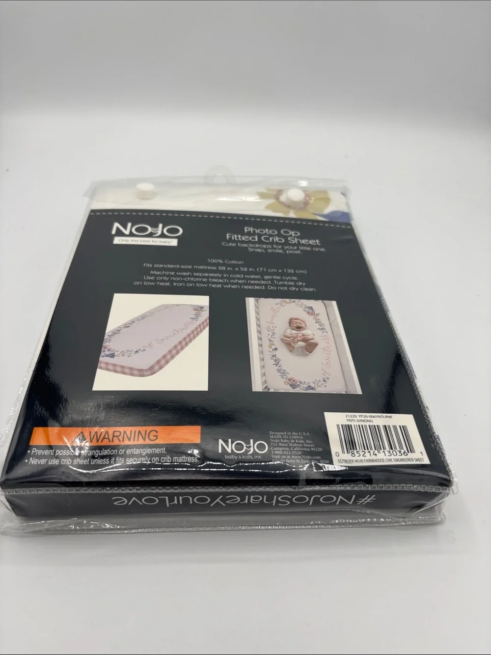 NoJo Farmhouse Chic Photo Op Fitted Crib Sheet - Blush & Blue Floral 100% Cotton